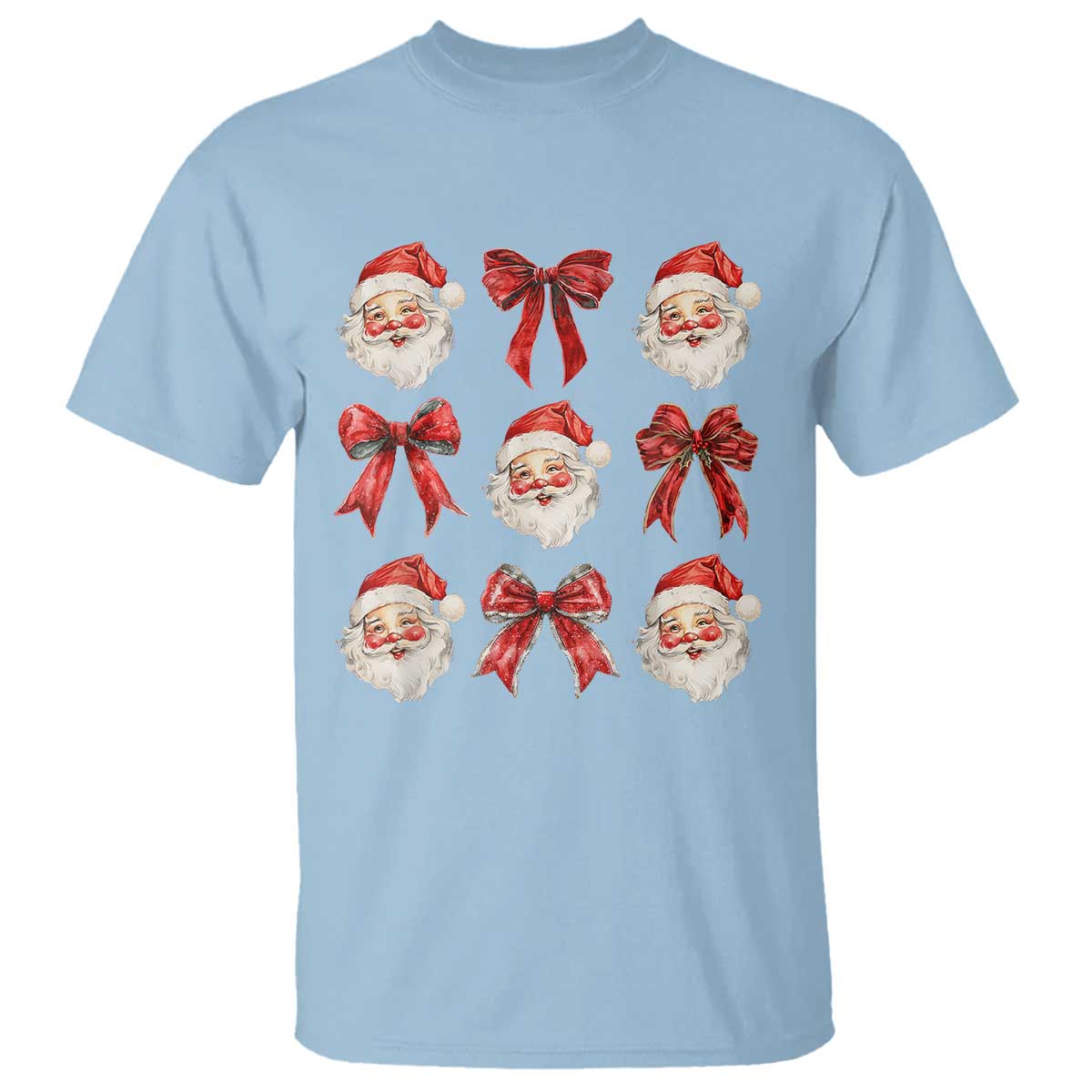Plaid Coquette Bow Santa Claus T Shirt Merry Xmas Festive - Wonder Print Shop