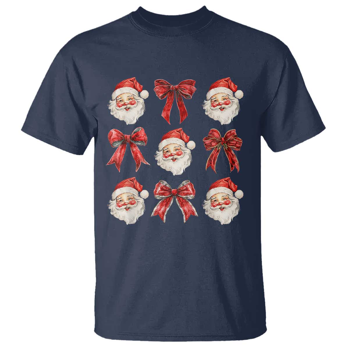 Plaid Coquette Bow Santa Claus T Shirt Merry Xmas Festive - Wonder Print Shop