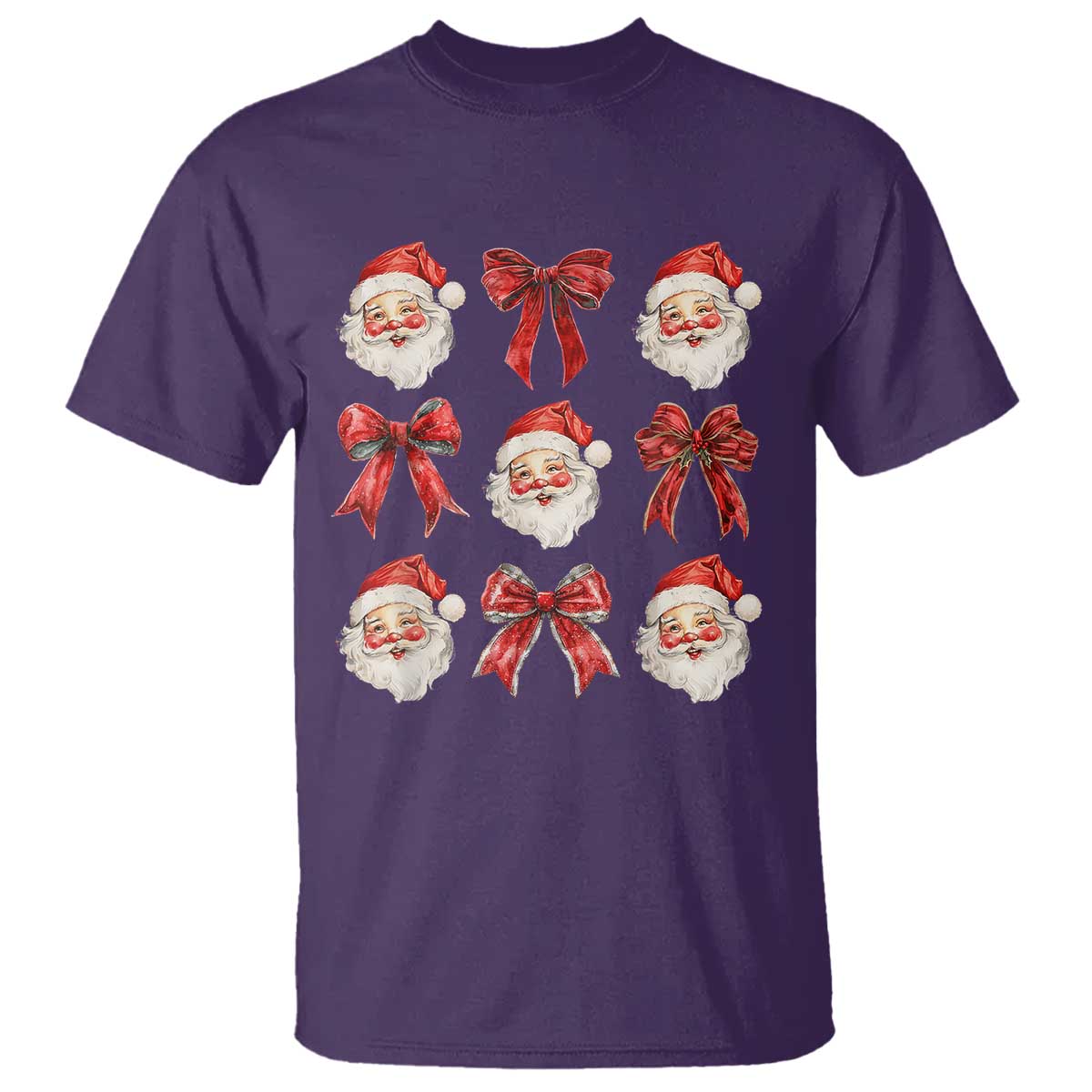 Plaid Coquette Bow Santa Claus T Shirt Merry Xmas Festive - Wonder Print Shop