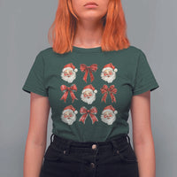 Plaid Coquette Bow Santa Claus T Shirt For Women Merry Xmas Festive - Wonder Print Shop