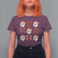 Plaid Coquette Bow Santa Claus T Shirt For Women Merry Xmas Festive - Wonder Print Shop