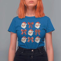 Plaid Coquette Bow Santa Claus T Shirt For Women Merry Xmas Festive - Wonder Print Shop