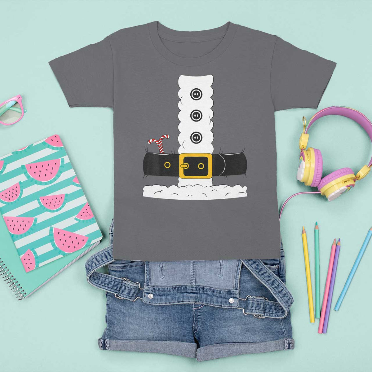 Santa Claus Suit Costume T Shirt For Kid Retro Festive Christmas Vibe - Wonder Print Shop