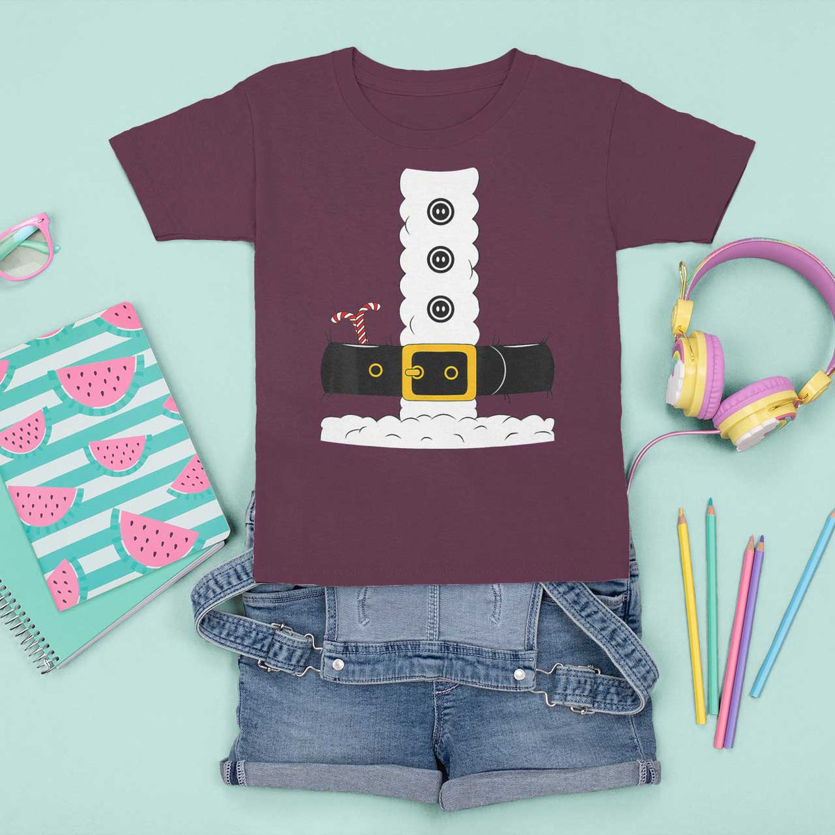 Santa Claus Suit Costume T Shirt For Kid Retro Festive Christmas Vibe - Wonder Print Shop