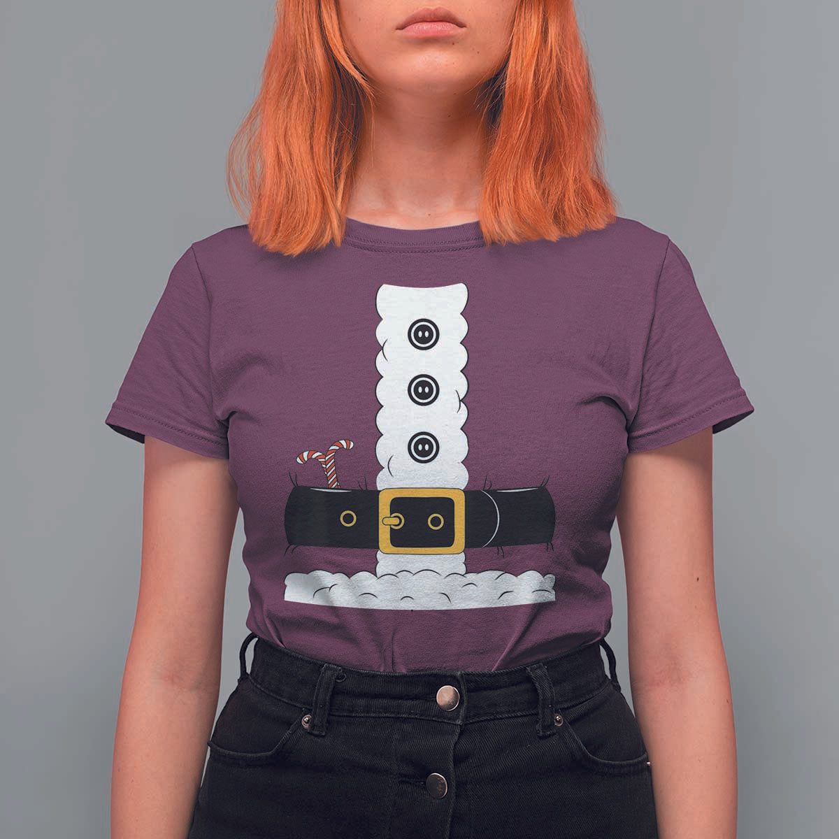 Santa Claus Suit Costume T Shirt For Women Retro Festive Christmas Vibe - Wonder Print Shop