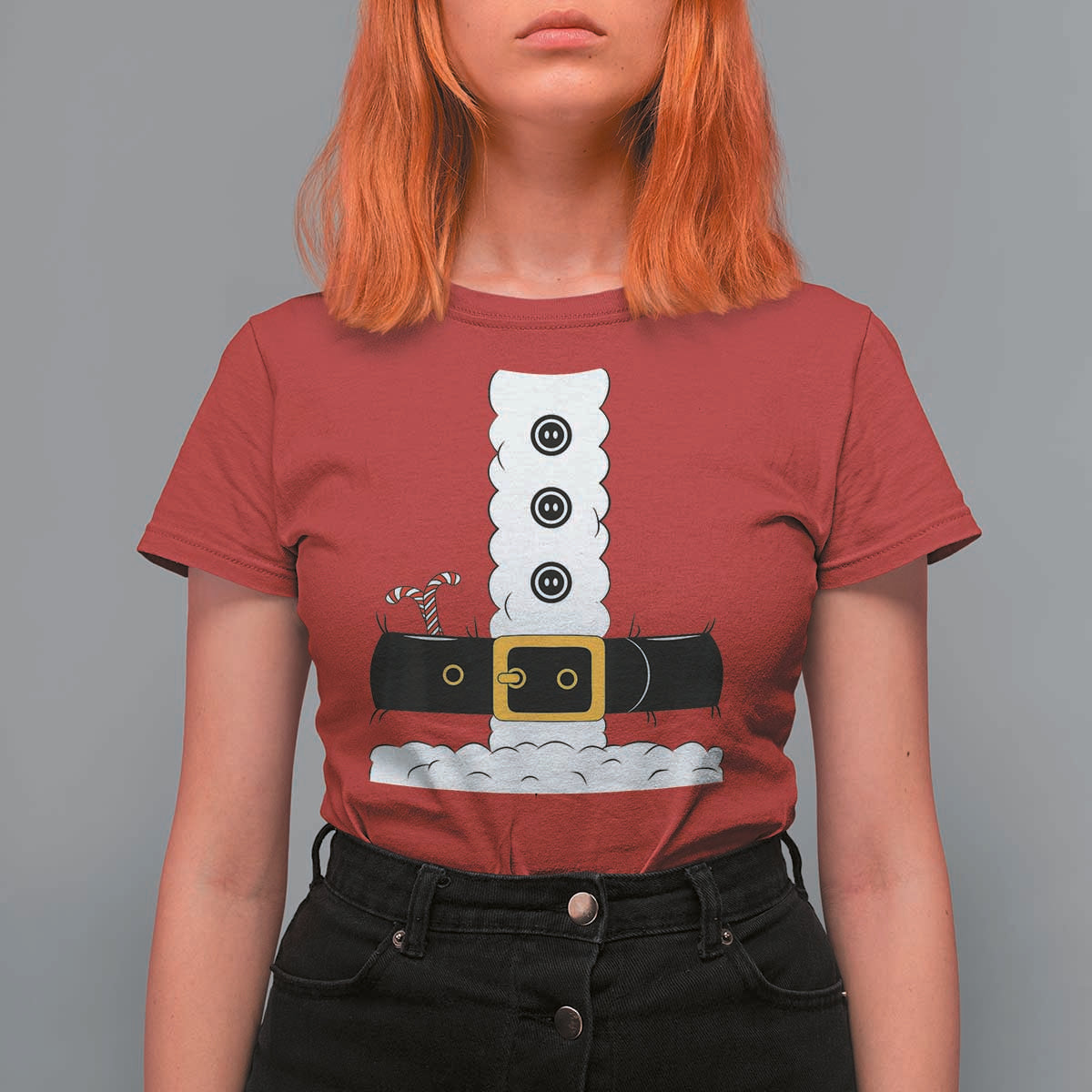 Santa Claus Suit Costume T Shirt For Women Retro Festive Christmas Vibe - Wonder Print Shop