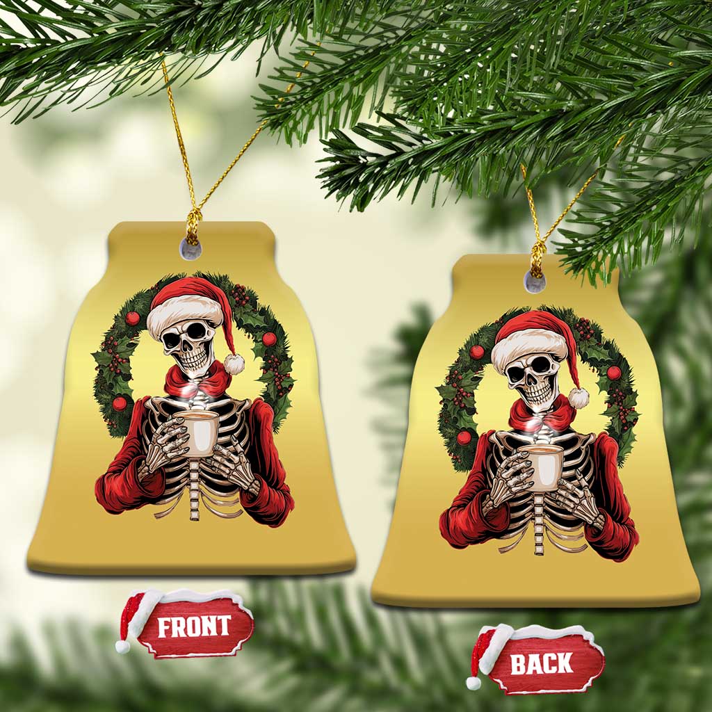 Skeleton Christmas Christmas Ornament Dead Inside But Caffeinated Coffee Lover Xmas Vibe - Wonder Print Shop