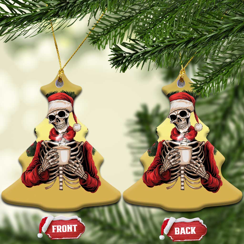 Skeleton Christmas Christmas Ornament Dead Inside But Caffeinated Coffee Lover Xmas Vibe - Wonder Print Shop