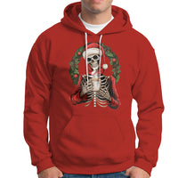 Skeleton Christmas Hoodie Dead Inside But Caffeinated Coffee Lover Xmas Vibe - Wonder Print Shop