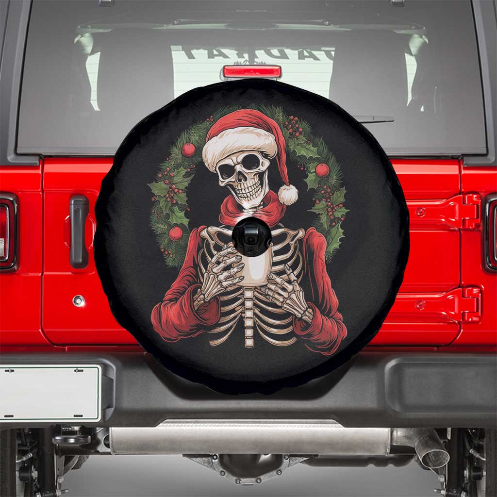 Skeleton Christmas Spare Tire Cover Dead Inside But Caffeinated Coffee Lover Xmas Vibe