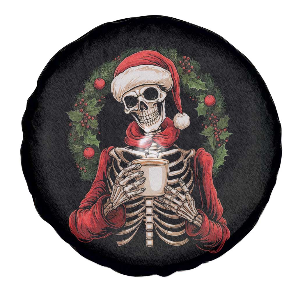 Skeleton Christmas Spare Tire Cover Dead Inside But Caffeinated Coffee Lover Xmas Vibe