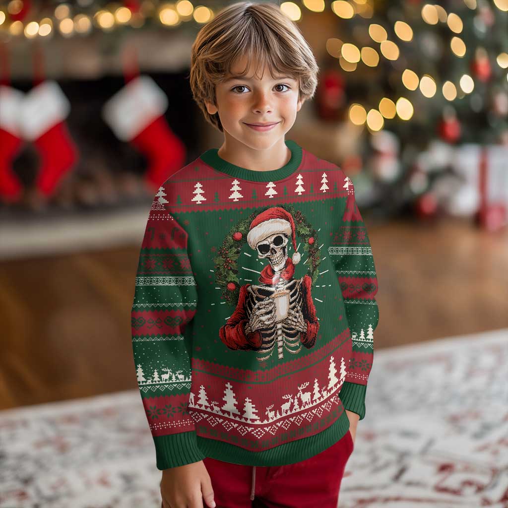 Skeleton Christmas Ugly Christmas Sweater Dead Inside But Caffeinated Coffee Lover Xmas Vibe - Wonder Print Shop