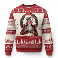 Skeleton Christmas Ugly Christmas Sweater Dead Inside But Caffeinated Coffee Lover Xmas Vibe - Wonder Print Shop