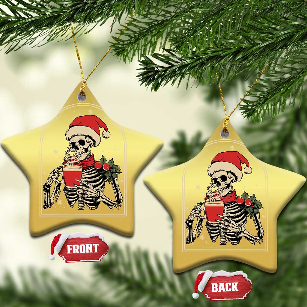 Skeleton Christmas Christmas Ornament Dead Inside But Caffeinated Coffee Addict Xmas Vibe - Wonder Print Shop