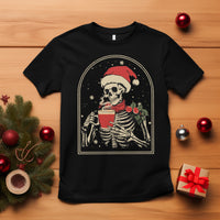 Skeleton Christmas T Shirt Dead Inside But Caffeinated Coffee Addict Xmas Vibe - Wonder Print Shop
