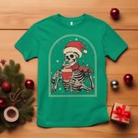 Skeleton Christmas T Shirt Dead Inside But Caffeinated Coffee Addict Xmas Vibe - Wonder Print Shop