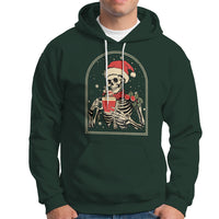 Skeleton Christmas Hoodie Dead Inside But Caffeinated Coffee Addict Xmas Vibe - Wonder Print Shop
