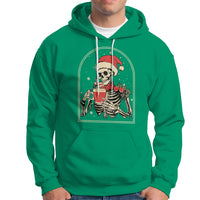 Skeleton Christmas Hoodie Dead Inside But Caffeinated Coffee Addict Xmas Vibe - Wonder Print Shop