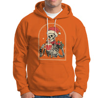 Skeleton Christmas Hoodie Dead Inside But Caffeinated Coffee Addict Xmas Vibe - Wonder Print Shop