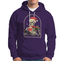 Skeleton Christmas Hoodie Dead Inside But Caffeinated Coffee Addict Xmas Vibe - Wonder Print Shop