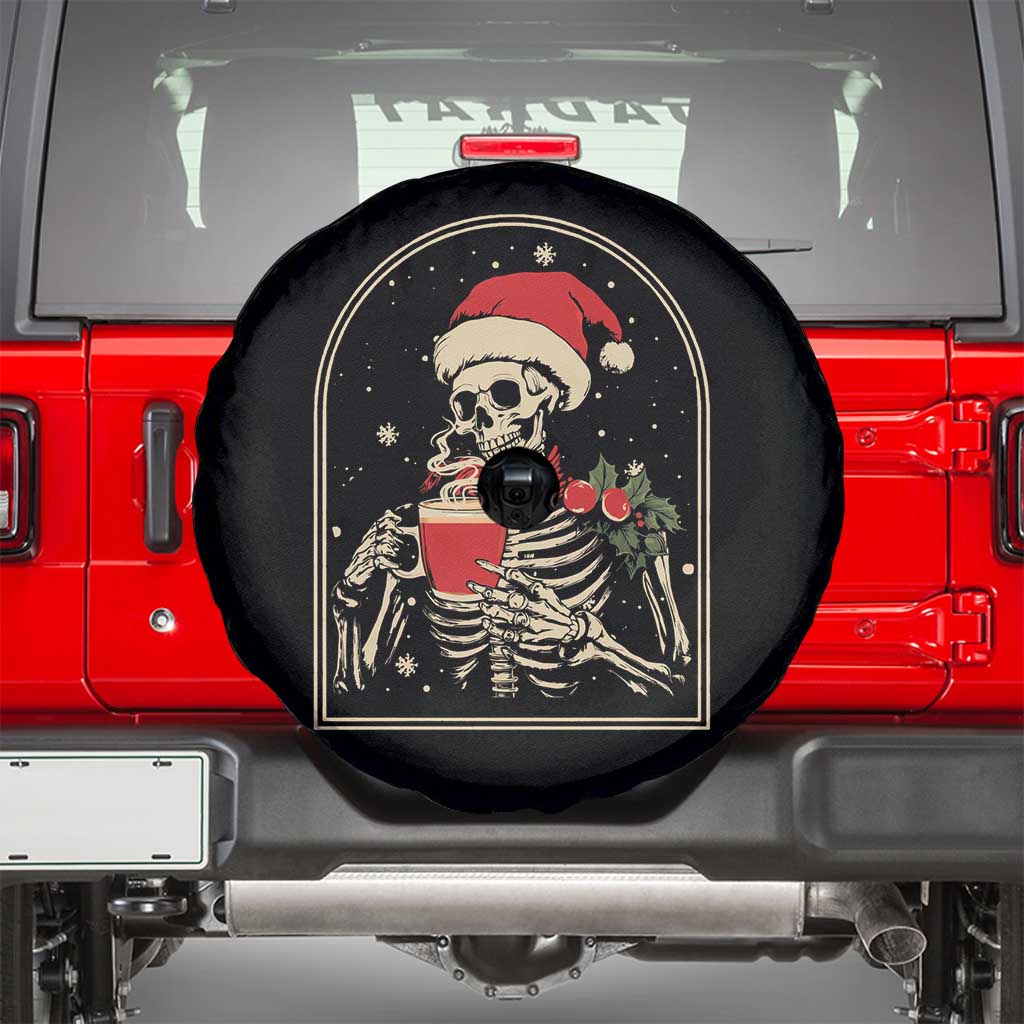 Skeleton Christmas Spare Tire Cover Dead Inside But Caffeinated Coffee Addict Xmas Vibe