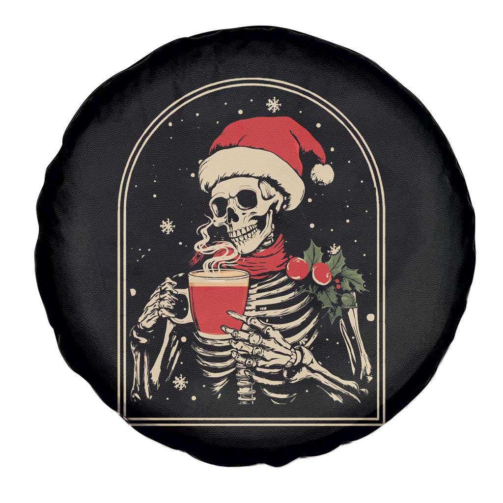 Skeleton Christmas Spare Tire Cover Dead Inside But Caffeinated Coffee Addict Xmas Vibe