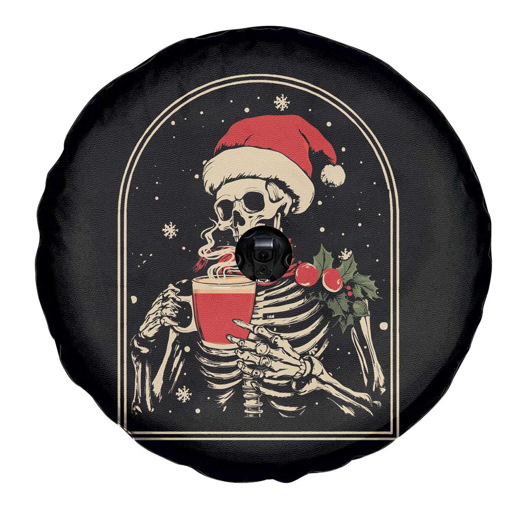 Skeleton Christmas Spare Tire Cover Dead Inside But Caffeinated Coffee Addict Xmas Vibe