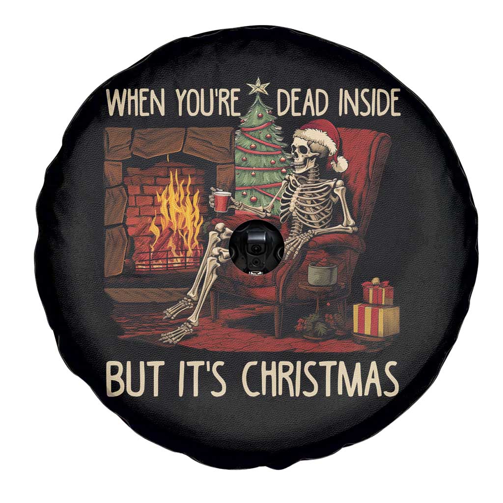 Skeleton Christmas Spare Tire Cover When You're Dead Inside But It's Xmas Chillin'
