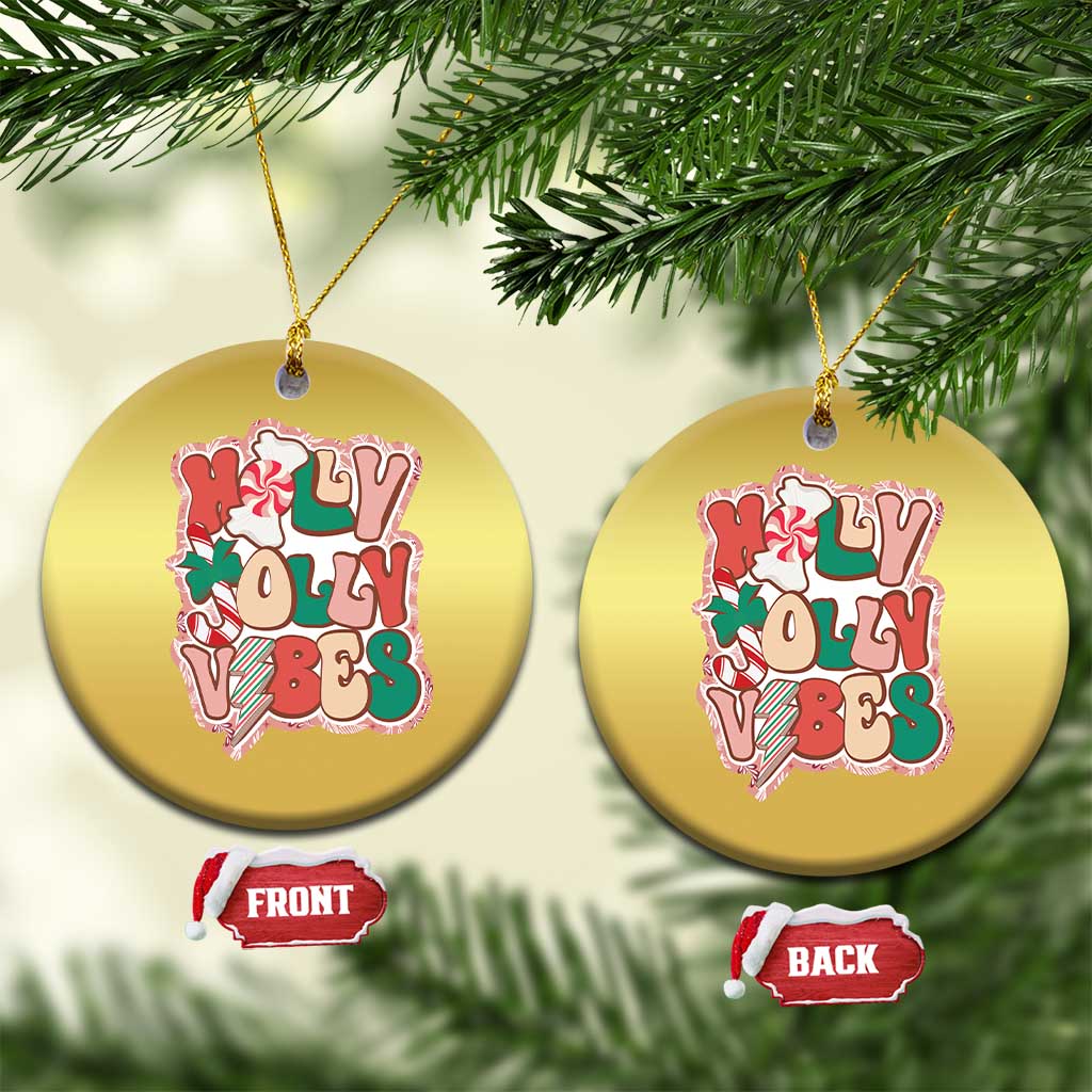 Groovy Christmas Christmas Ornament Holly Jolly Vibes - Wonder Print Shop