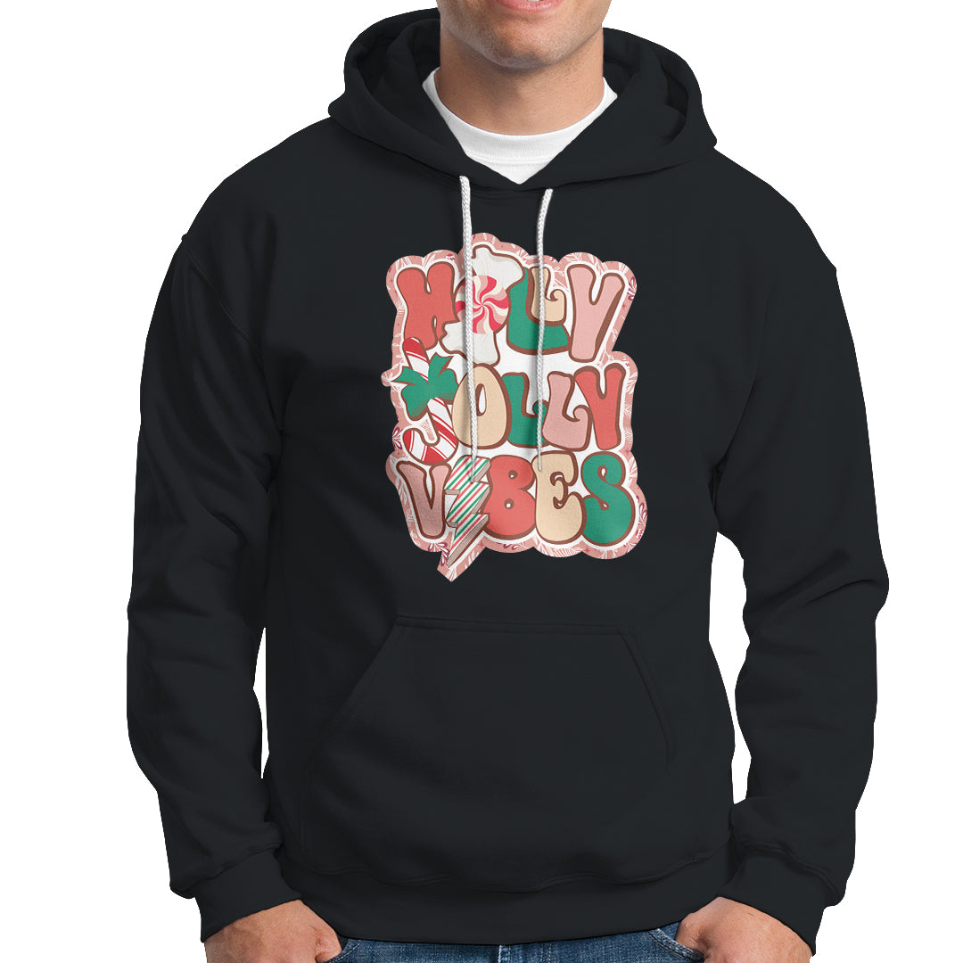 Groovy Christmas Hoodie Holly Jolly Vibes - Wonder Print Shop