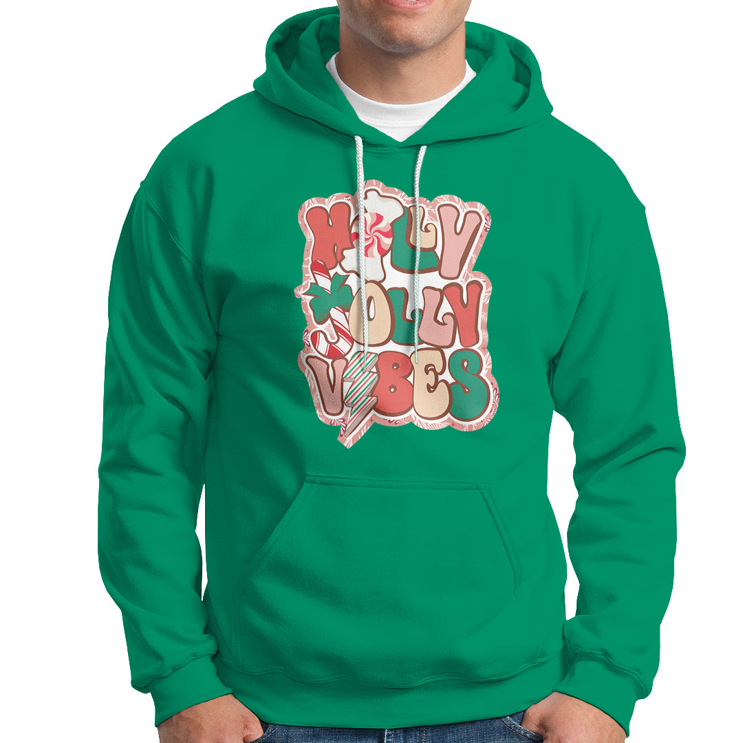 Groovy Christmas Hoodie Holly Jolly Vibes - Wonder Print Shop