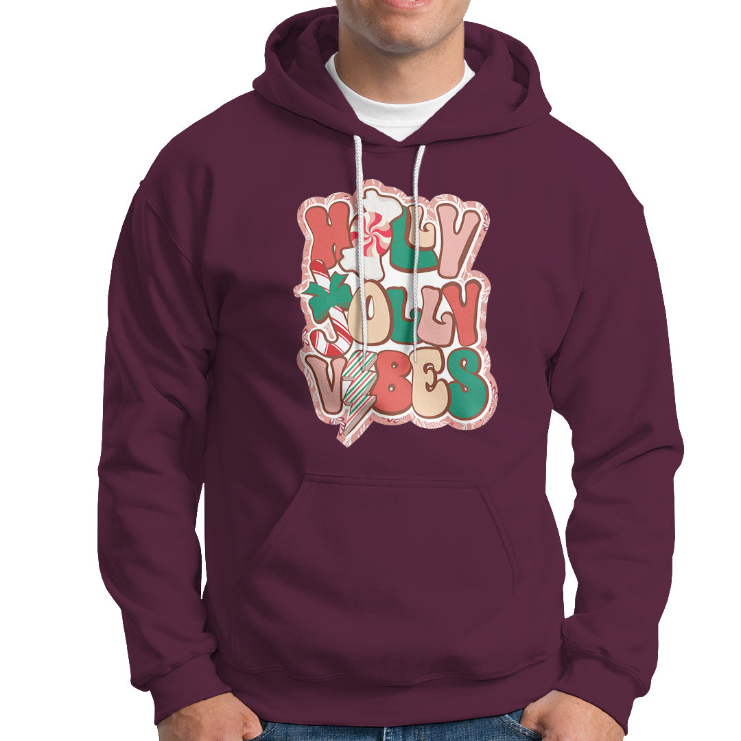 Groovy Christmas Hoodie Holly Jolly Vibes - Wonder Print Shop