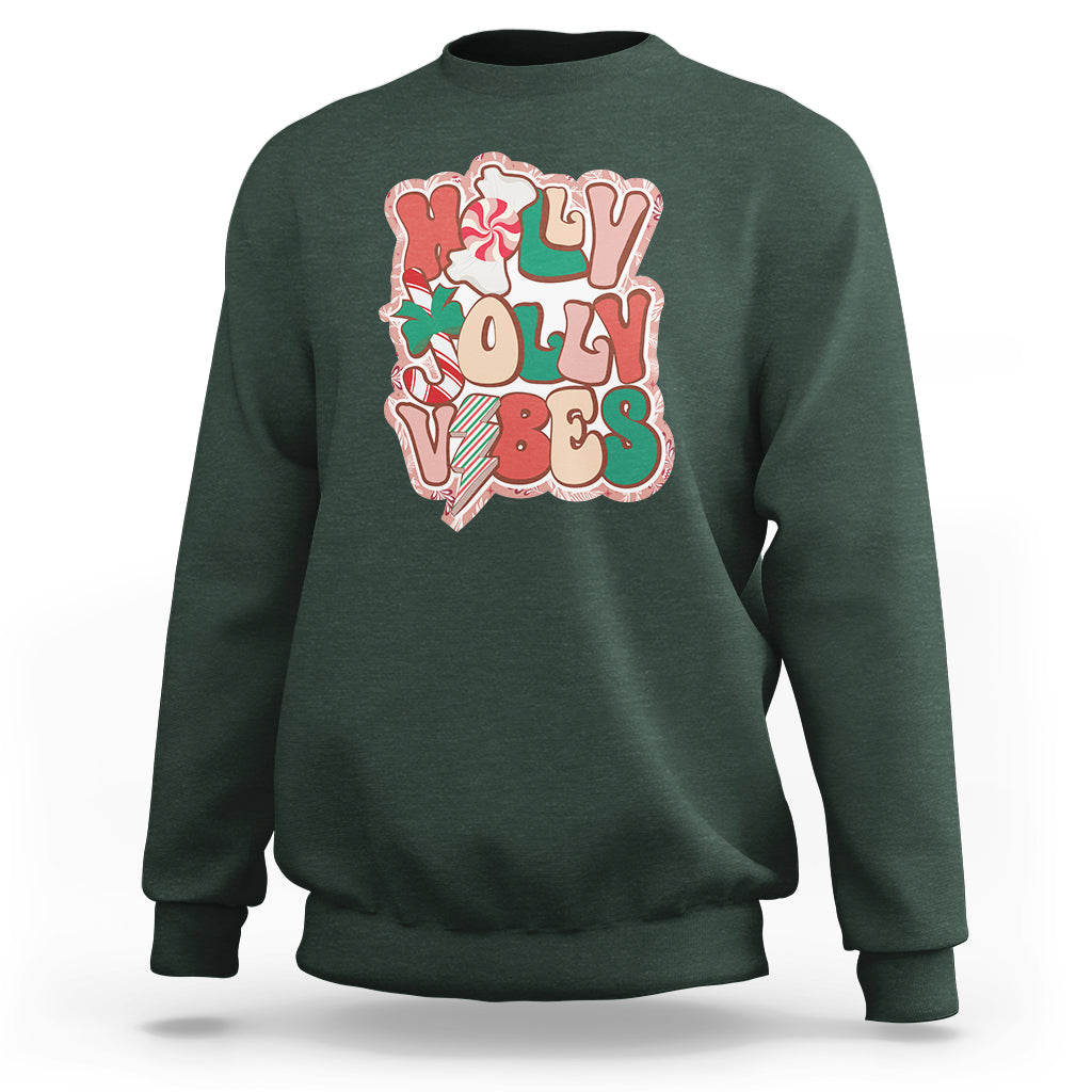 Groovy Christmas Sweatshirt Holly Jolly Vibes - Wonder Print Shop
