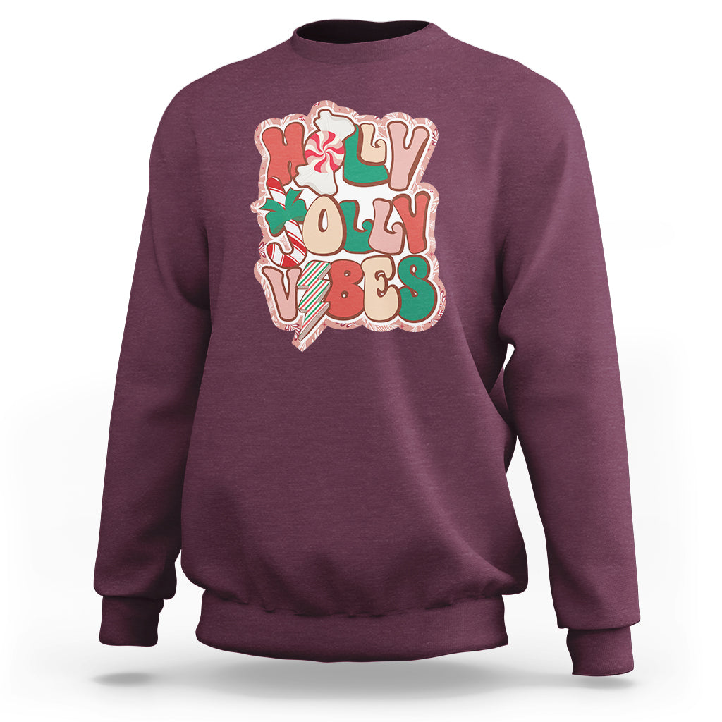 Groovy Christmas Sweatshirt Holly Jolly Vibes - Wonder Print Shop