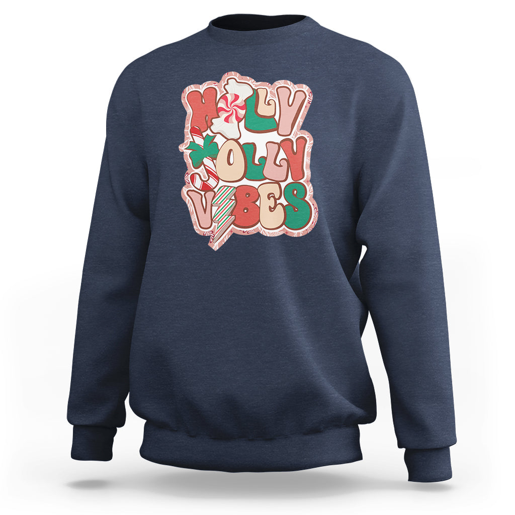 Groovy Christmas Sweatshirt Holly Jolly Vibes - Wonder Print Shop