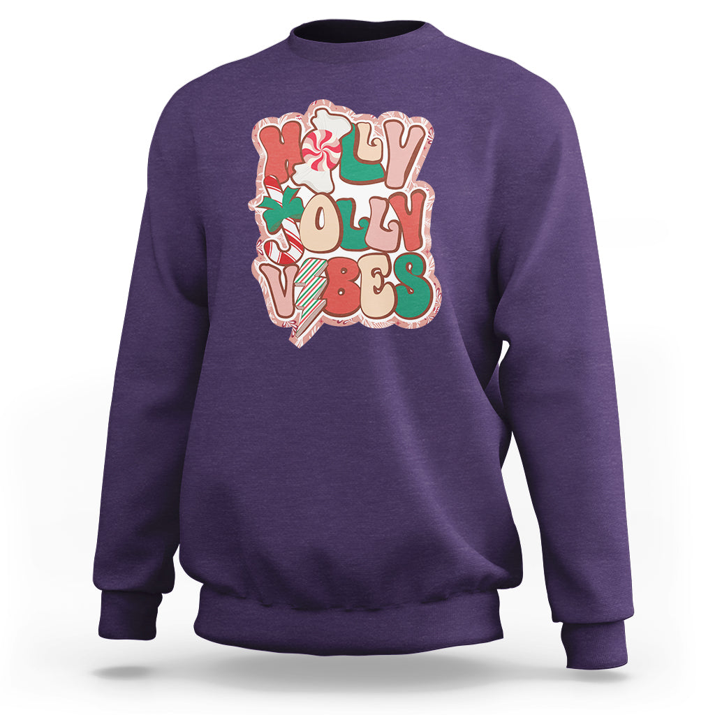 Groovy Christmas Sweatshirt Holly Jolly Vibes - Wonder Print Shop