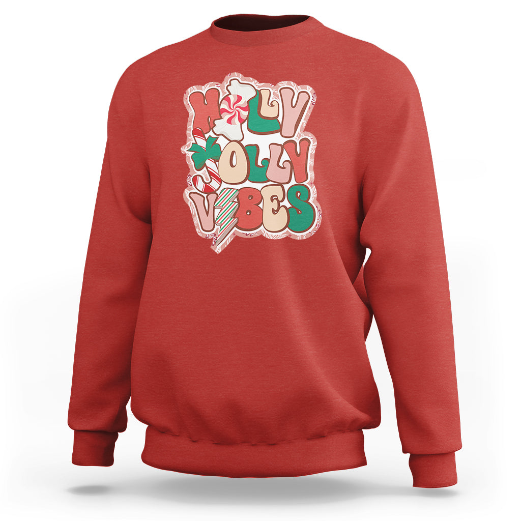 Groovy Christmas Sweatshirt Holly Jolly Vibes - Wonder Print Shop
