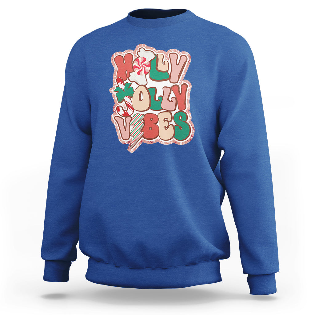 Groovy Christmas Sweatshirt Holly Jolly Vibes - Wonder Print Shop