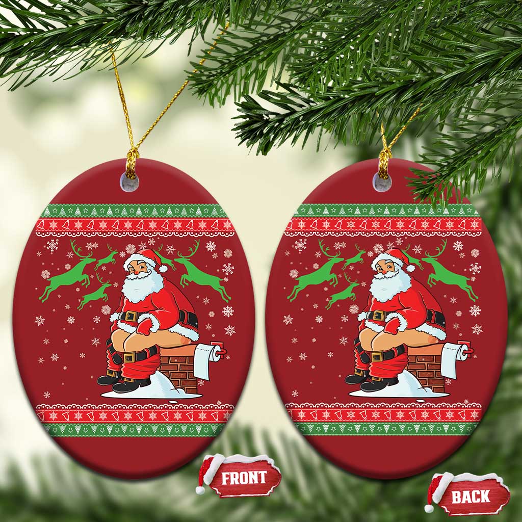 Funny Santa Claus Christmas Ornament Pooping Down The Chimney - Wonder Print Shop