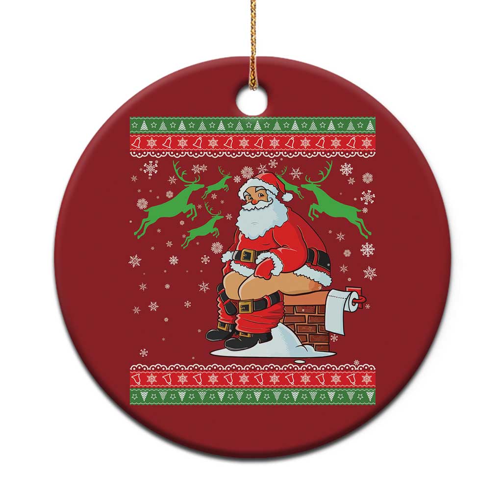 Funny Santa Claus Christmas Ornament Pooping Down The Chimney - Wonder Print Shop