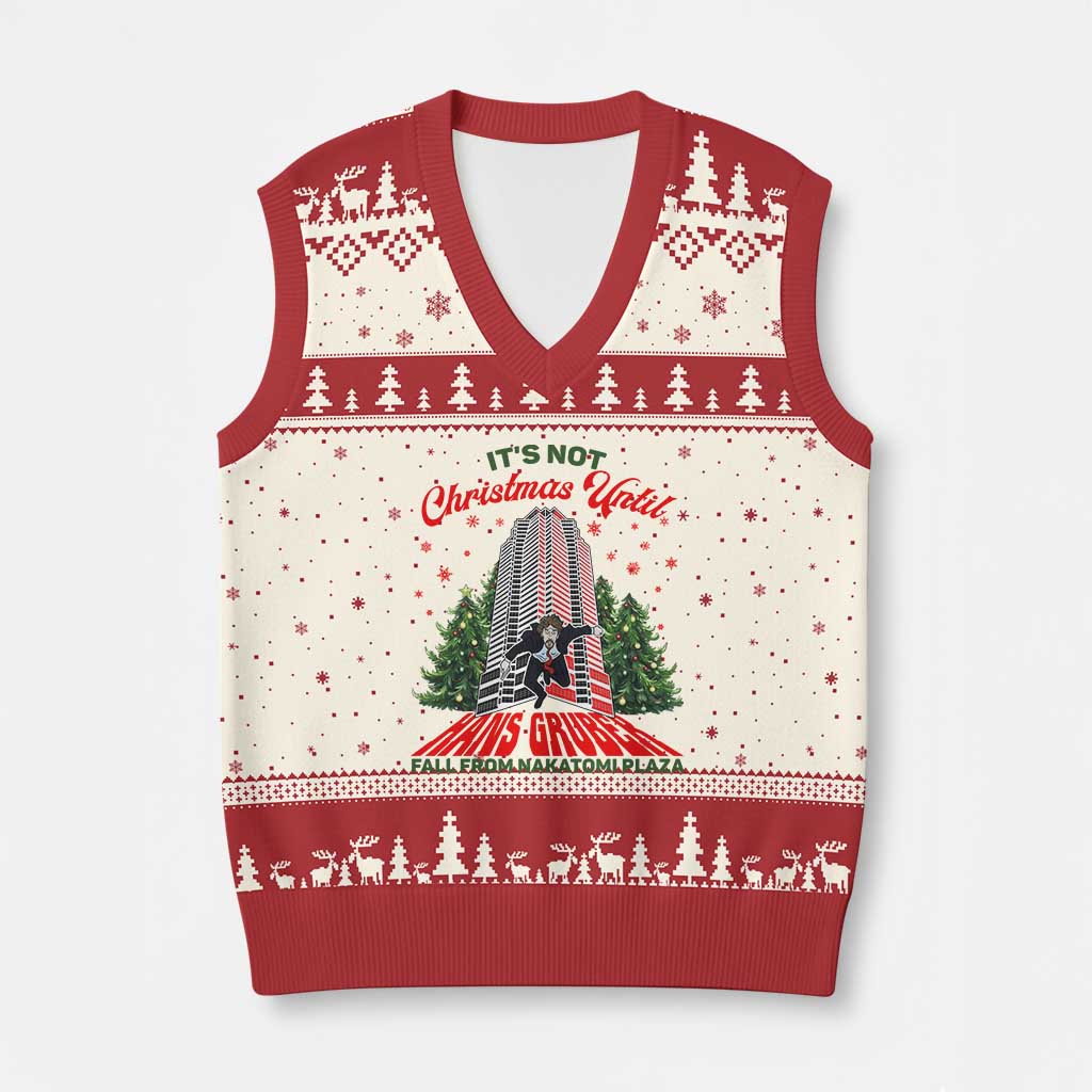 Nakatomi Plaza 1988 V-Neck Knit Sweater Vest It's Not Xmas Until Hans Gruber Fall Xmas Party - Wonder Print Shop