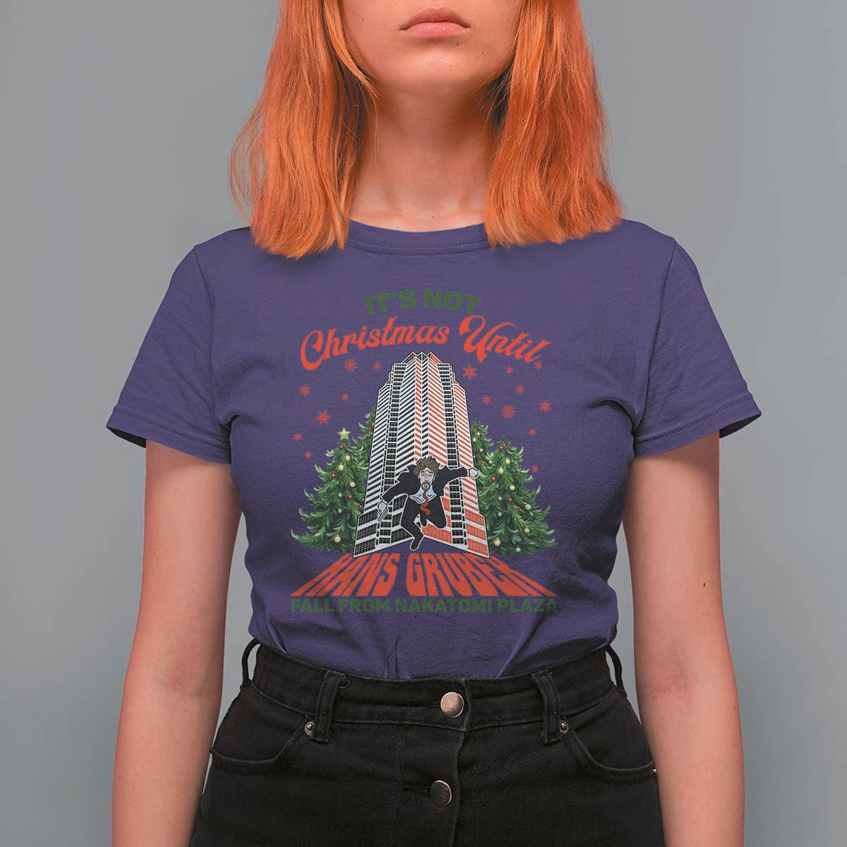 Nakatomi Plaza 1988 T Shirt For Women It's Not Christmas Until Hans Gruber Fall Xmas Party - Wonder Print Shop
