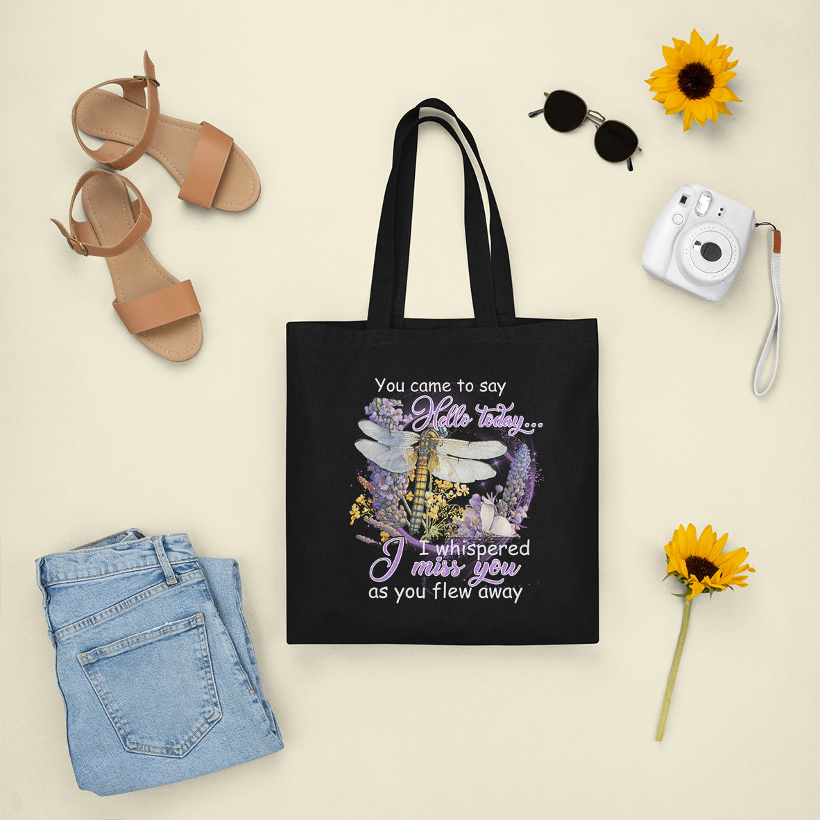 You Came To Say Hello Today I Whispered I Miss You Angels Spiritual Dragonfly Tote Bag, Nature Tote Bag, Gift for Women, Dragonfly Lover Tote Bag - Wonder Print Shop