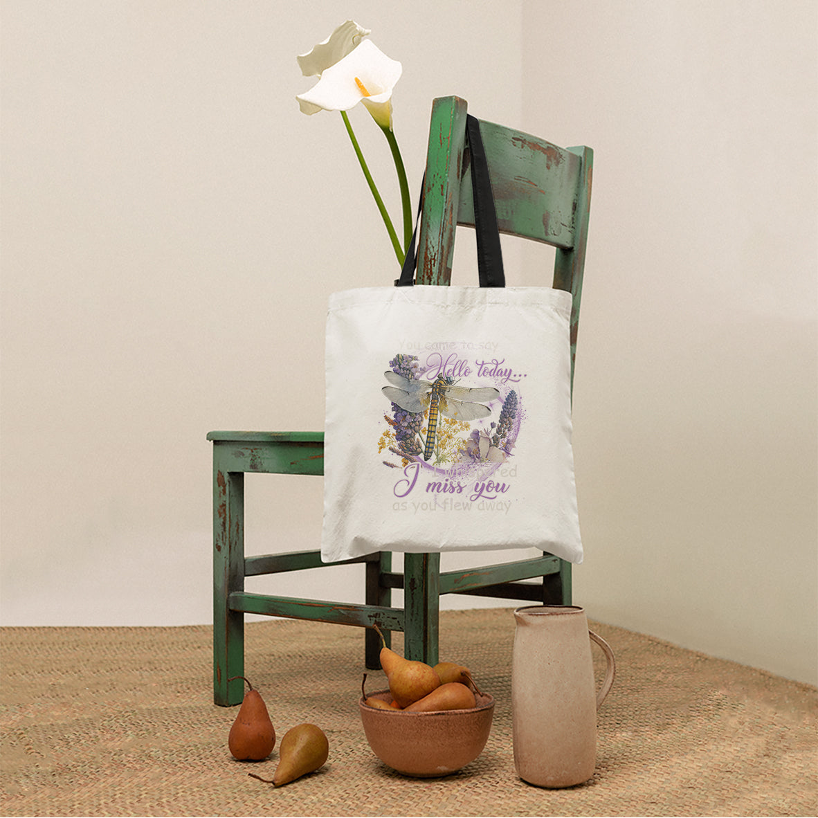 You Came To Say Hello Today I Whispered I Miss You Angels Spiritual Dragonfly Tote Bag, Nature Tote Bag, Gift for Women, Dragonfly Lover Tote Bag - Wonder Print Shop