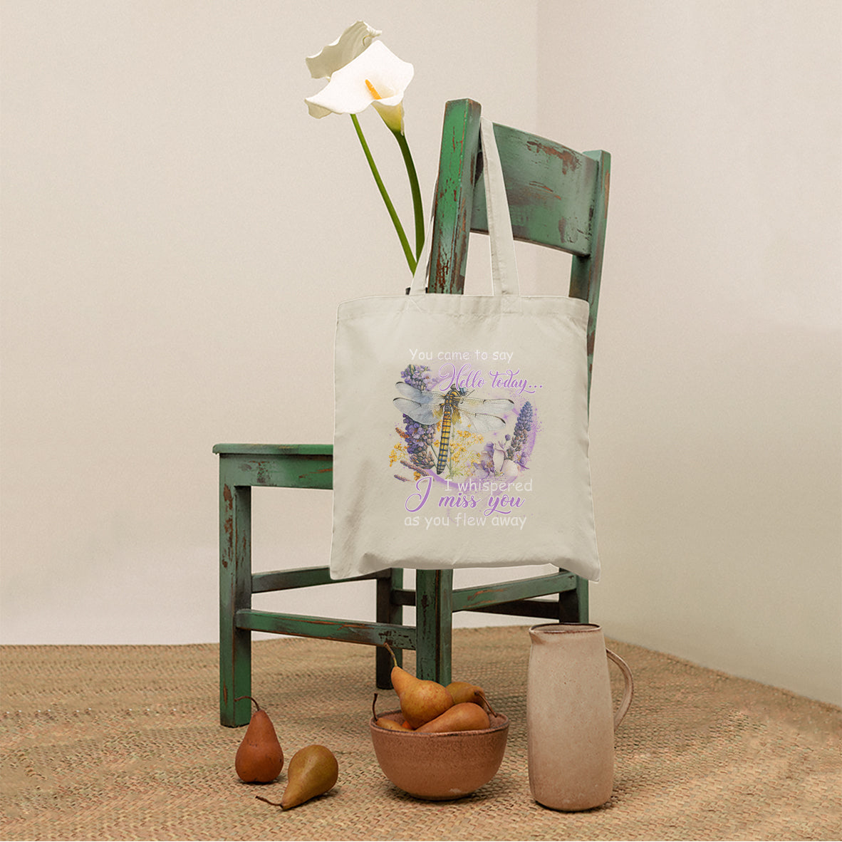 You Came To Say Hello Today I Whispered I Miss You Angels Spiritual Dragonfly Tote Bag, Nature Tote Bag, Gift for Women, Dragonfly Lover Tote Bag - Wonder Print Shop