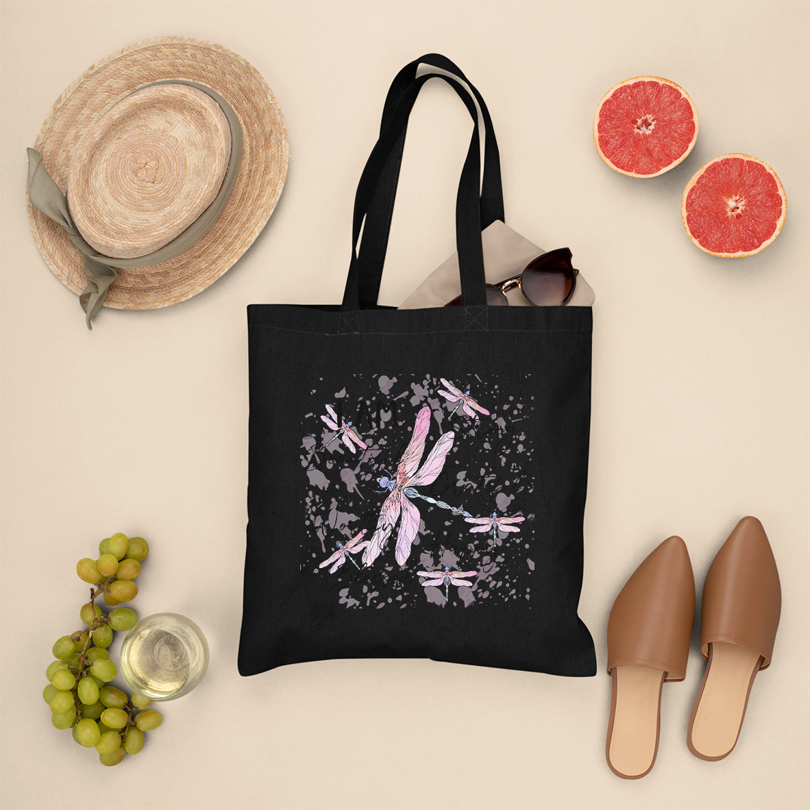 I Am Strong Beautiful Grateful Happy Worthy Dragonflies Tote Bag, Dragonfly Tote Bag, Nature Tote Bag, Gift for Women, Dragonfly Lover Tote Bag - Wonder Print Shop