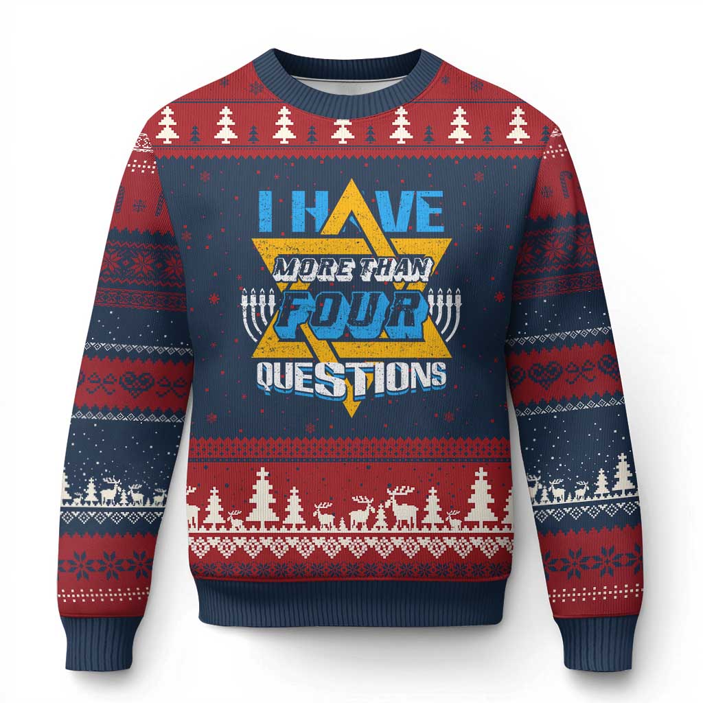 Funny Passover Ugly Christmas Sweater Funny I Have More Than Four Questions  Passover Kids - Wonder Print Shop