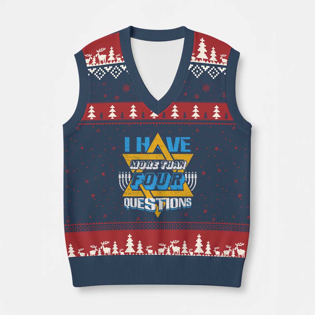 Funny Passover V-Neck Knit Sweater Vest Funny I Have More Than Four Questions  Passover Kids - Wonder Print Shop