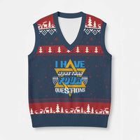 Funny Passover V-Neck Knit Sweater Vest Funny I Have More Than Four Questions  Passover Kids - Wonder Print Shop