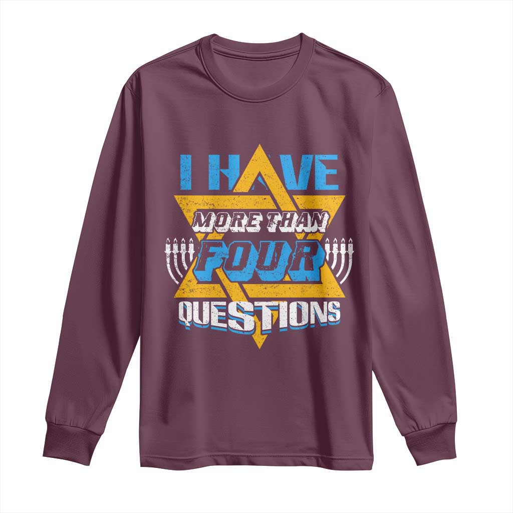 Funny Passover Long Sleeve Shirt Funny I Have More Than Four Questions  Passover Kids